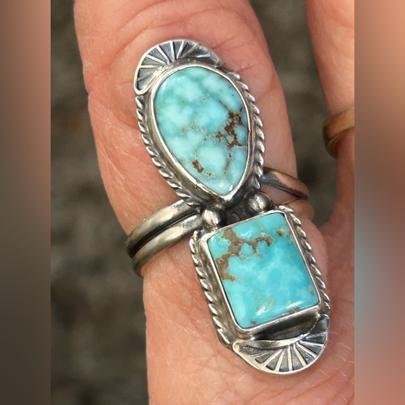 Rare Dry Creek Turquoise Native Sterling Silver Ring,Signed J.TSO - Picture 2 of 5